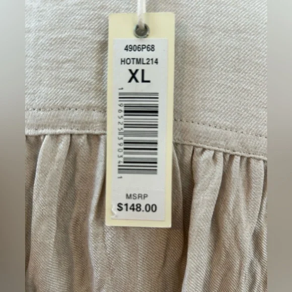 Max Studio Belted Shirt Dress Beige Linen Look Short Sleeve XL NWT - Picture 4 of 9